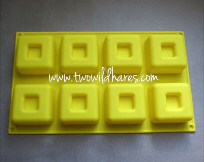 Rimmed Cube Massage Bar Silicone Mold, 8 cavities, 3 oz each cavity, DIY Soap, Free US Ship, Two Wild Hares