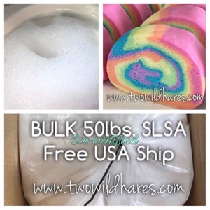 50lbs SLSa, Eco-certified Surfactant, Lathanol, LAL Coarse, Sodium Lauryl Sulfoacetate, Bubbles, Bath, DIY, Two Wild Hares