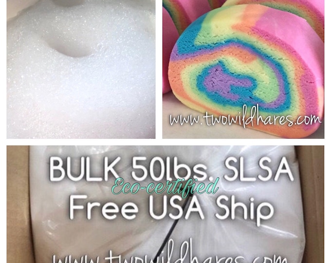 50lbs SLSa, Eco-certified Surfactant, Lathanol, LAL Coarse, Sodium Lauryl Sulfoacetate, Bubbles, Bath, DIY, Two Wild Hares