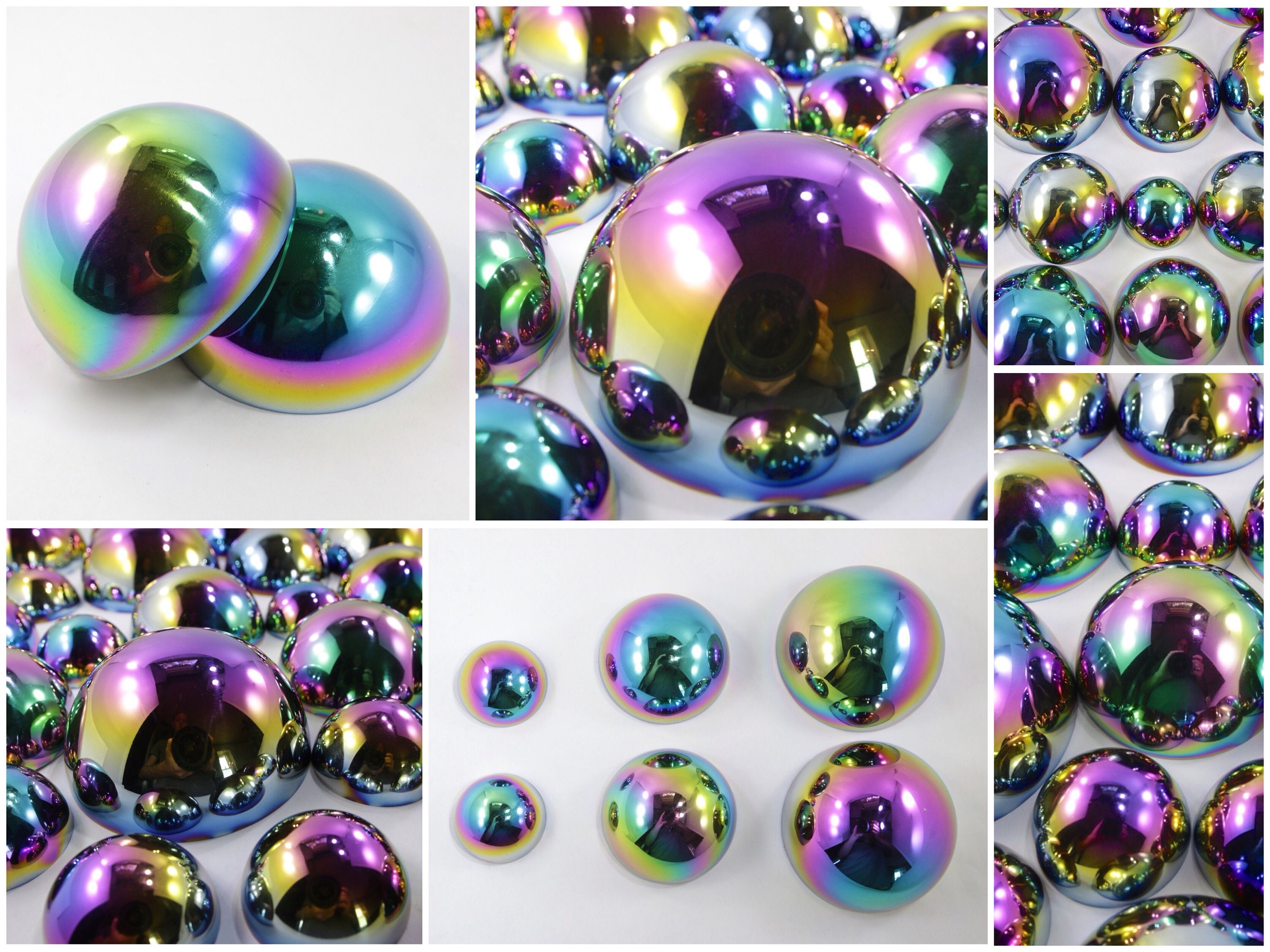 2.5 RAINBOW HOLOGRAPHIC Bath Bomb Molds, (63mm or 2.48) Heavy Duty  Stainless Steel, Two Wild Hares