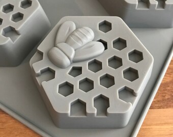 2 PACK- Honeybee Silicone Mold, 6 Cavity, Heat Safe, Beeswax, Soap, Baking, Resin, Cold Process, Melt and Pour, Free US Ship, Two Wild Hares
