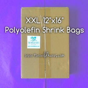 250-XXL 12x16 &quot;Polyolefn Schrumpfbeutel, Kostenloser Versand in die USA, (Smell Thru Plastic), Geschenksets & XL Artikel, Badebombenverpackung, Zwei wilde Hasen