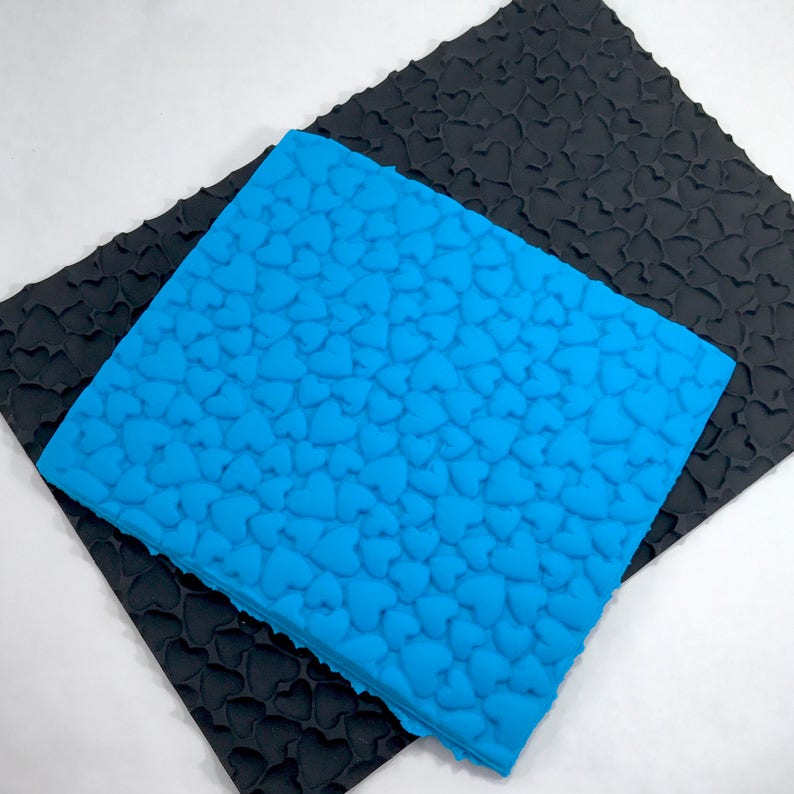 Bubble bar Silicone Two Wild Hares Free Usa Ship Fimo Soap Dough HEARTS Impression Texture Mat Mold DIY Soap 9.5x7