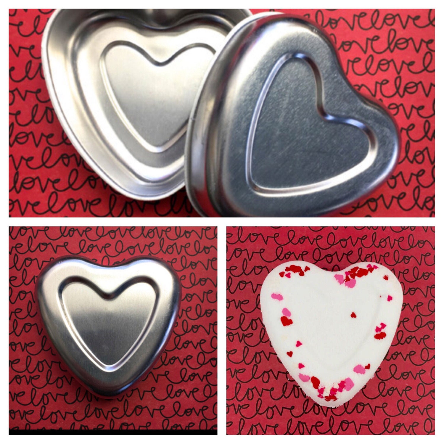 3 HEART Bath Bomb & Baking Mold, Metal, Easy to Unmold, The Perfect ...