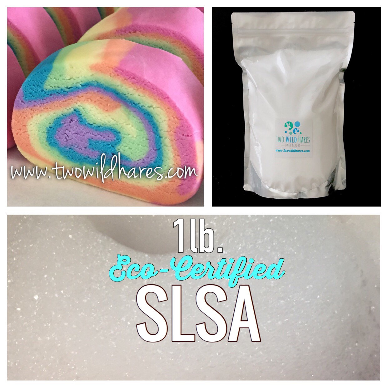 1lb or 2lb SLSa, Eco certified Surfactant, Lathanol, LAL Coarse, Sodium  Lauryl Sulfoacetate, Bubbles! Two Wild Hares
