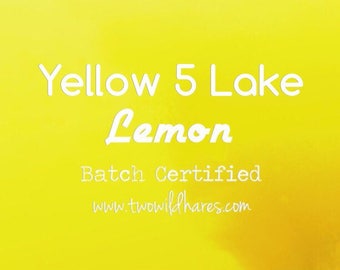 4oz LEMON LAKE, Bath Bombs, Cosmetics, 42% High Dye, Batch Certified, FD&C Yellow 5 Lake Powdered Colorant, Two Wild Hares