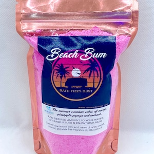 BEACH BUM Bath Fizzy Dust 7oz, Tropical Fruit & Coconut, Handmade, Two Wild Hares, Bath Bomb, Fizzy, Fragrant Bath, Gift, Women, Spa