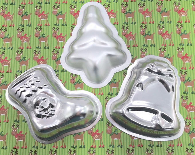 CHRISTMAS SET (Jingle Bells/Christmas Tree/Stocking) Bath Bomb & Baking Molds, Metal, Christmas, Winter, Snow, Two Wild Hares