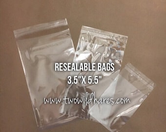 500- 3.5"x5.5" POLYPRO, Resealable Tape Strip Bags, Clear as Glass, Ideal Wax Melt Packaging, Free Usa Ship, Two Wild Hares
