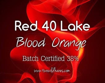 1oz BLOOD ORANGE LAKE, 38% High Dye Fd&c Red 40 Lake, Batch Certified, Powdered Cosmetic Colorant, Two Wild Hares