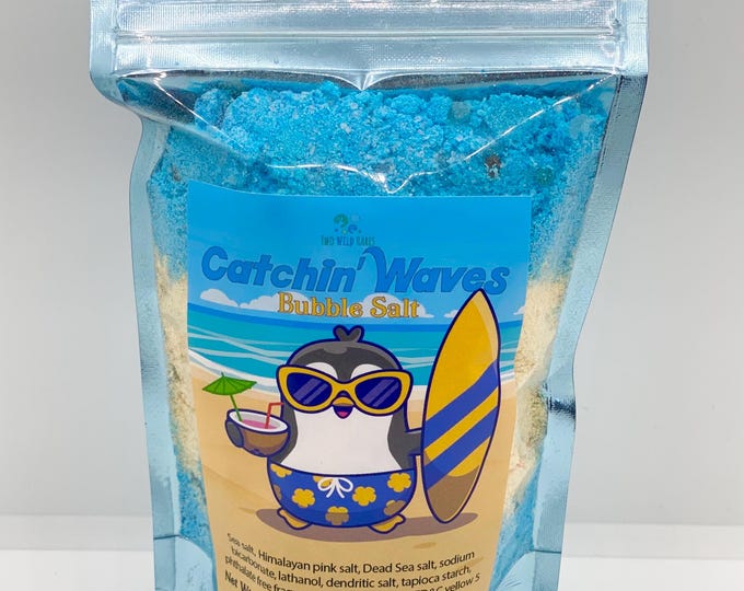 CATCHIN' WAVES Bubble Salt, Mango, Banana, Pineapple, Berry, Coconut Beachy Bubble Bath & Bath Salt in One, Handmade, Two Wild Hares, 7 oz