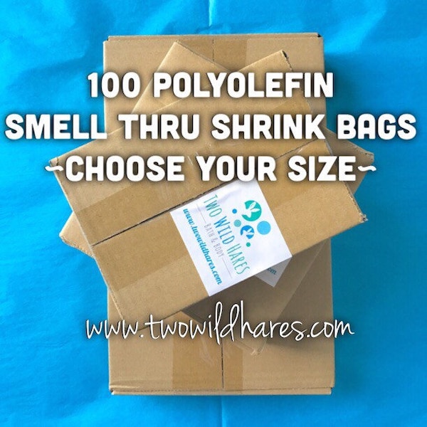 100-POLYOLEFIN Shrink Bags, (Smell Through Plastic) BEST Wrap Available for Soap, Bath Bombs Etc, 5 Sizes