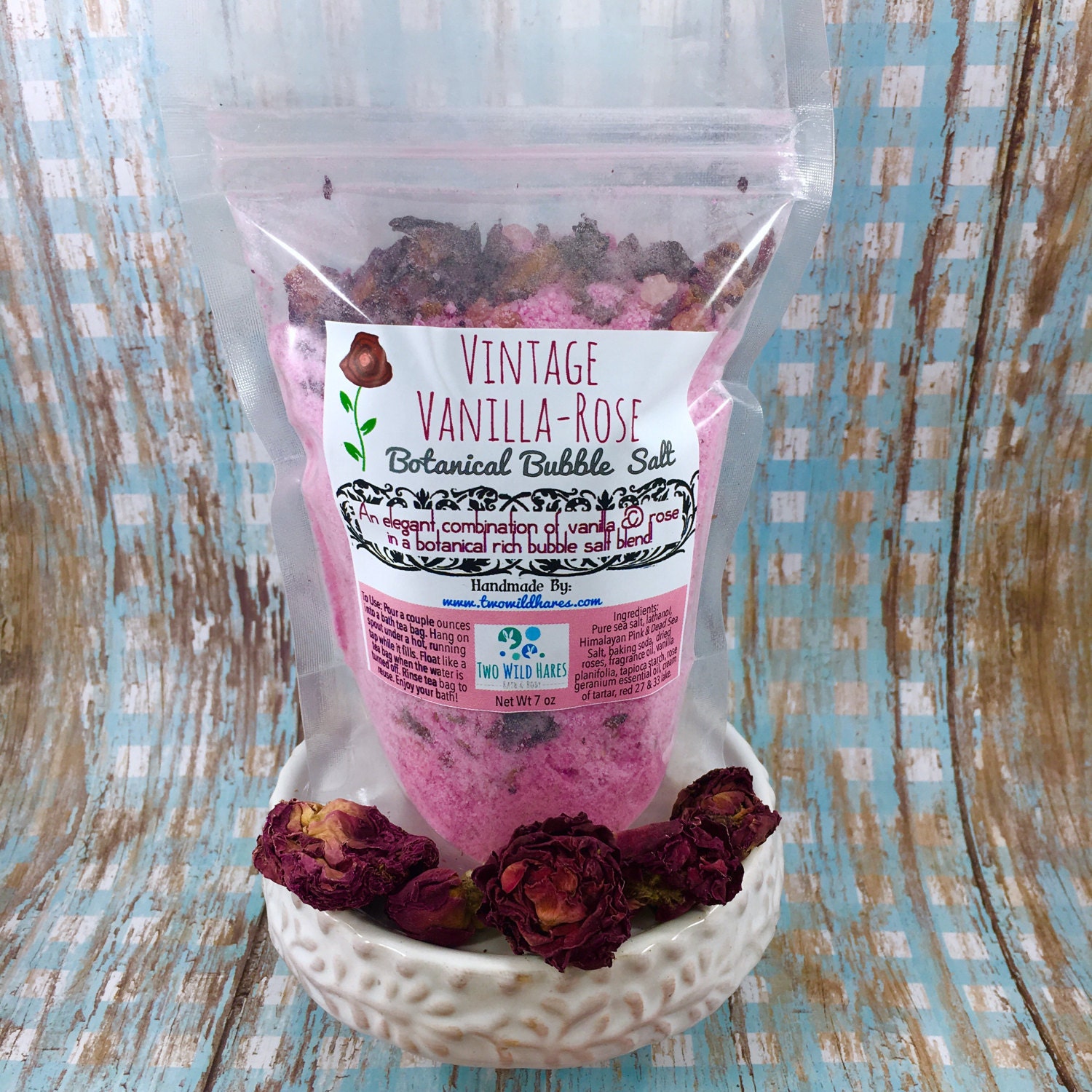 VINTAGE VANILLA ROSE Botanical BuBBle Salt, Essential Oils, Mineral ...