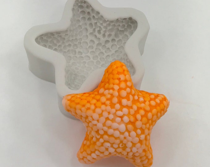 STARFISH Silicone Soap Mold, 1 Cavity, 1.76oz, (50g) Heat Resistant, Lotion Bars, Soap, Jelly, Wax, Free US Ship, Two Wild Hares