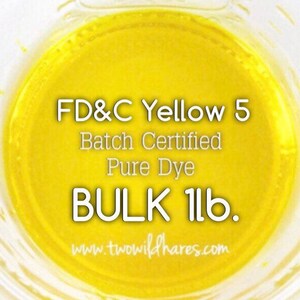 1lb Bulk LEMON Water Soluble DYE, Batch Certified FD&C Yellow 5, Cosmetic Powdered Water Soluble Colorant, Free Usa Ship, Two Wild Hares