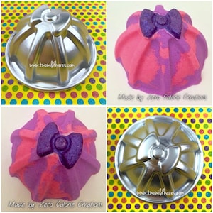 GIFT WRAPPED with RIBBON Bath Bomb & Baking Mold, Metal, 3D Bow on Top, 2 3/4", Two Wild Hares