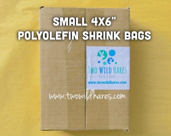 500-SM 4x6" POLYOLEFIN Shrink Bags, Free Us Ship, (Smell Through Plastic), 100g, BEST Wrap Available for Soap, Bath Bombs, Two Wild Hares