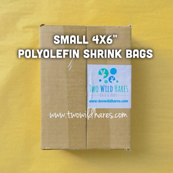 500-SM 4x6" POLYOLEFIN Shrink Bags, Free Us Ship, (Smell Through Plastic), 100g, BEST Wrap Available for Soap, Bath Bombs, Two Wild Hares