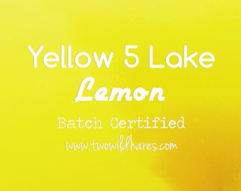 1oz LEMON LAKE, Bath Bombs, Cosmetics, 42% High Dye, Batch Certified, FD&C Yellow 5 Lake Powdered Colorant, Two Wild Hares