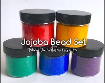 RAINBOW JOJOBA BEADS Set, 5 Colors, 20/40 Exfoliant, Safe Alternative to Microbeads, 1 oz each (5 oz total)