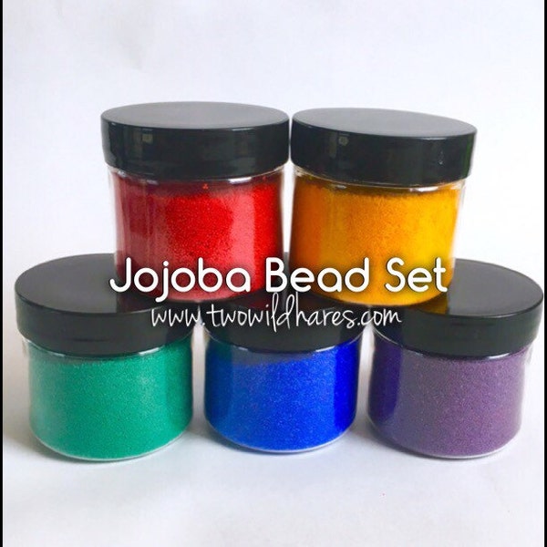 RAINBOW JOJOBA BEADS Set, 5 Colors, 20/40 Exfoliant, Safe Alternative to Microbeads, 1 oz each (5 oz total)