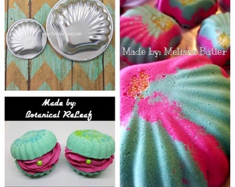 CLAMSHELL Bath Bomb & Baking Mold Set,  Large (4") and Small ( 2 1/4") Clam Molds, Metal, Two Wild Hares