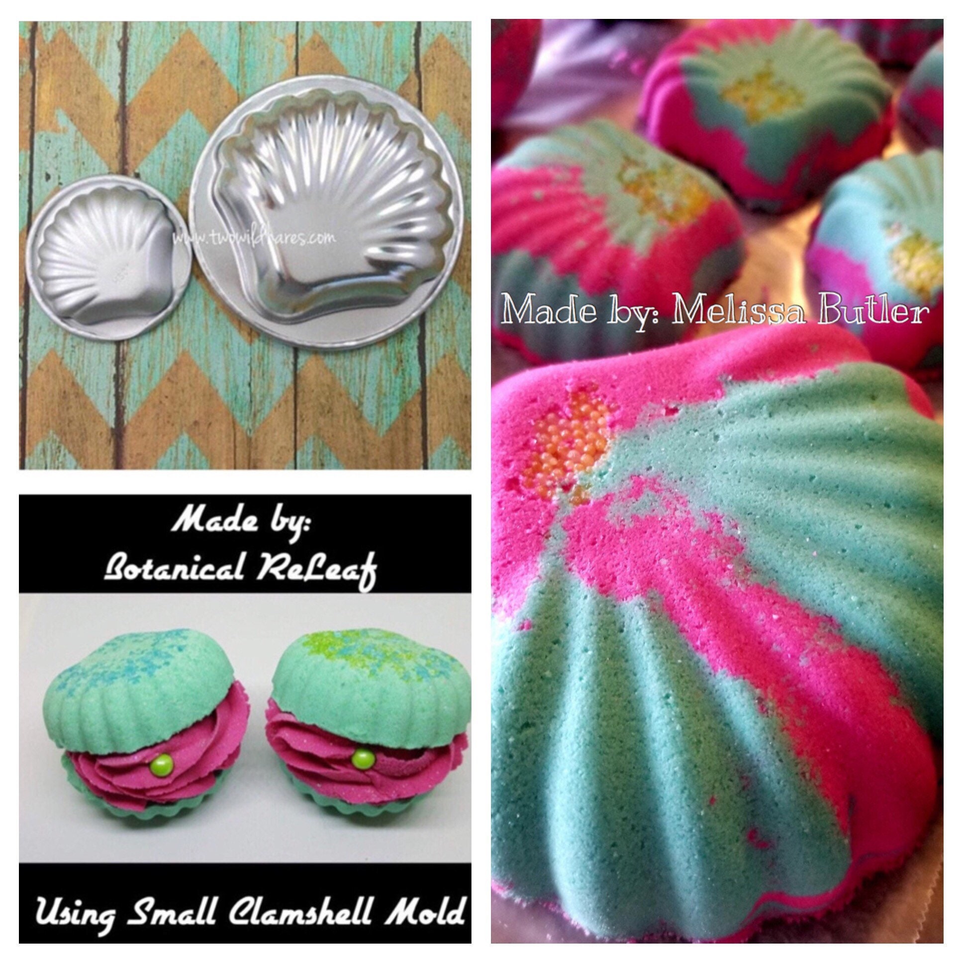 CLAMSHELL Bath Bomb & Baking Mold Set, Large (4) and Small ( 2 1/4