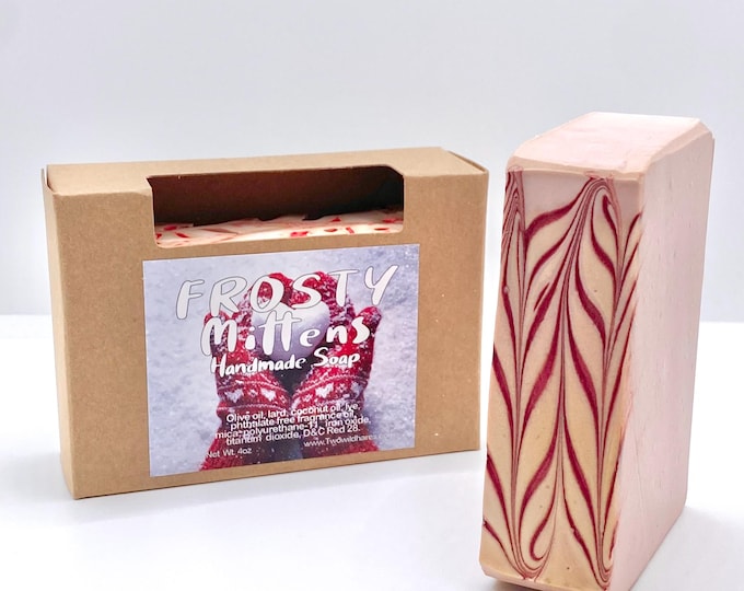 FROSTY MITTENS Icy Air, Mint, Snow, Berries, Pine, Woods Handmade Soap, 4 oz, Two Wild Hares