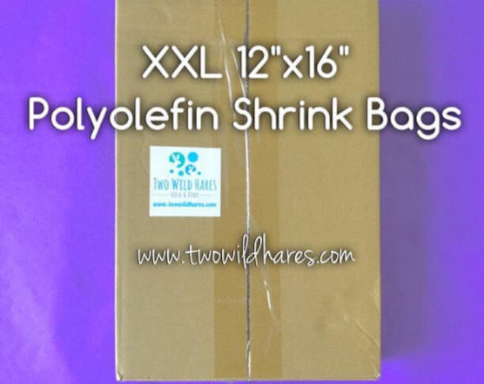 250-XXL 12x16" Polyolefin Shrink Bags, Free US Ship, (Smell Thru Plastic), Gift Sets & XL Items, Bath Bomb Wrap, Two Wild Hares