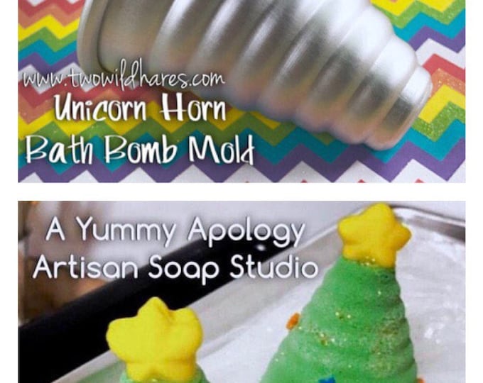 UNICORN HORN Bath Bomb Mold, Ice Cream Cone, Christmas Tree, Metal, 3 1/4" tall x 2 3/4" wide, Two Wild Hares