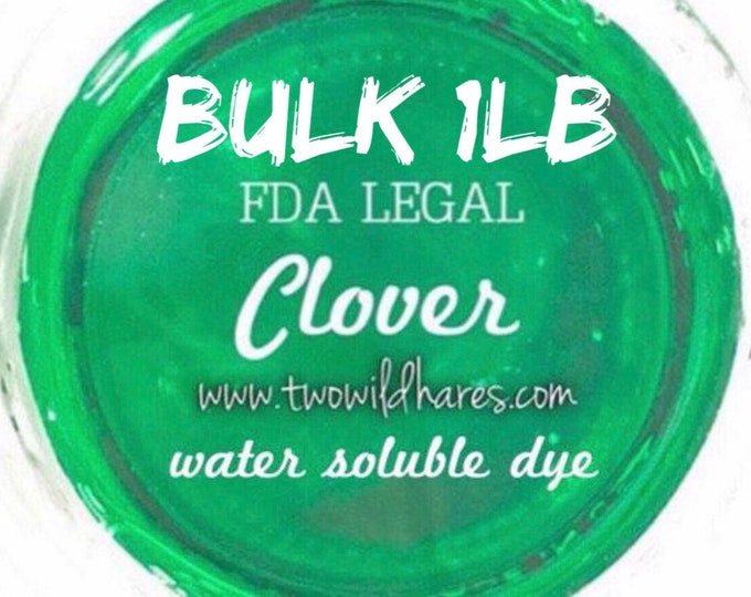 1lb Bulk CLOVER Bath Bomb DYE, 90%, Water Soluble Cosmetic Colorant, Container Packaging, Two Wild Hares