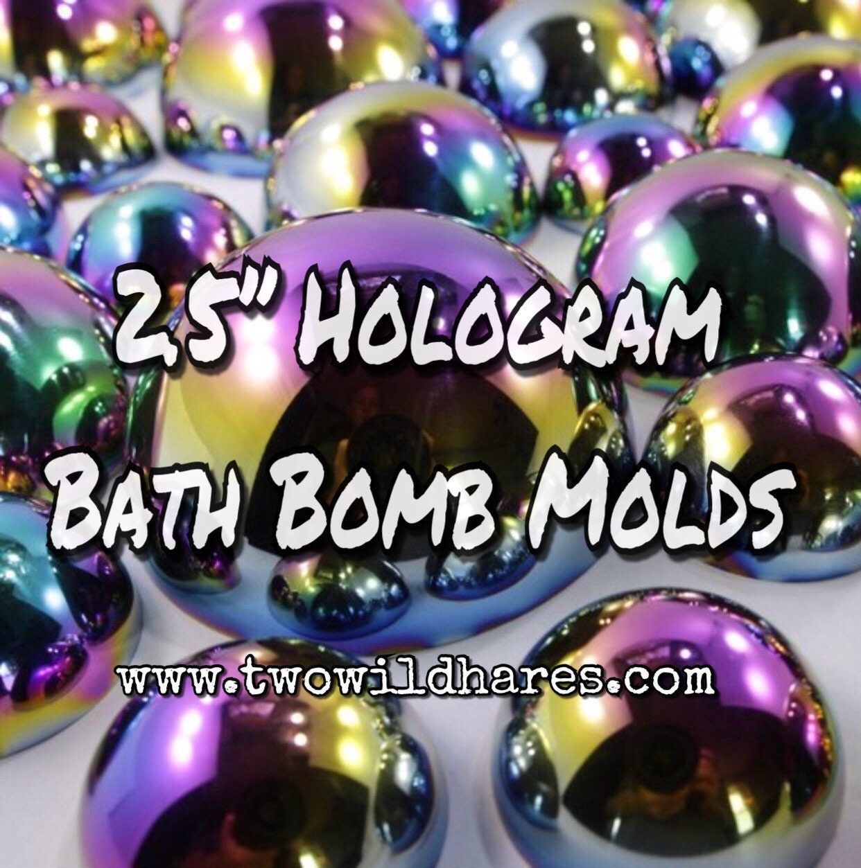 2.5 RAINBOW HOLOGRAPHIC Bath Bomb Molds, (63mm or 2.48) Heavy Duty