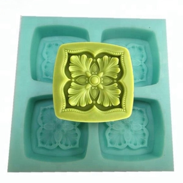 CELTIC FLOWER Silicone Soap Mold, 2.75"'x 1", Heavy Duty, 4 Cavities, DIY Soap, Free Usa Ship, Two Wild Hares
