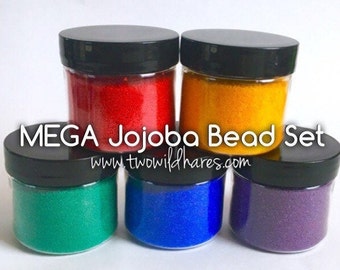 MEGA RAINBOW Jojoba Bead Set, 5 Colors, Bulk 4oz size for each color (20 oz)