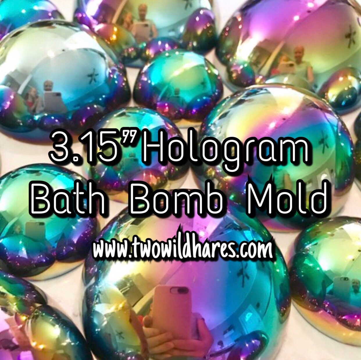 3.15 RAINBOW HOLOGRAPHIC Bath Bomb Molds, 80mm, Heavy Duty Stainless Steel,  DIY, Two Wild Hares
