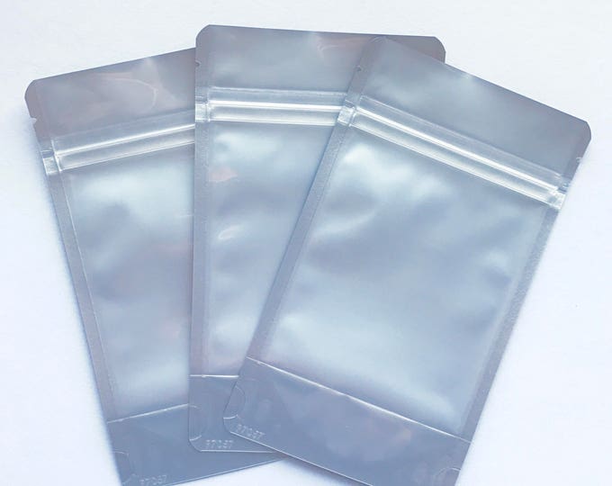 100-6x9" SILVER/CLEAR Foil Stand Up Pouches, Heavy Duty 5.4mil, Tear Notch, Zipper + Impulse Sealable, Free Usa Ship, Two Wild Hares