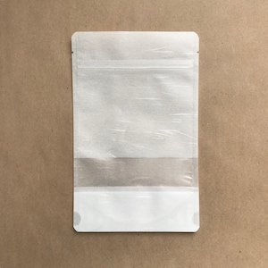 100-4x6&quot; White RICE PAPER Eco Friendly Stand Up Pouches, Tear Notch, Zipper Seal, Impulse Sealable, Two Wild Hares