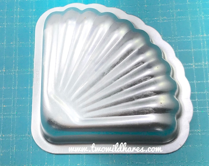 MERMAID FAN Sea Shell Bath Bomb Mold, 3"L x 3.75"W, Metal, Two Wild Hares