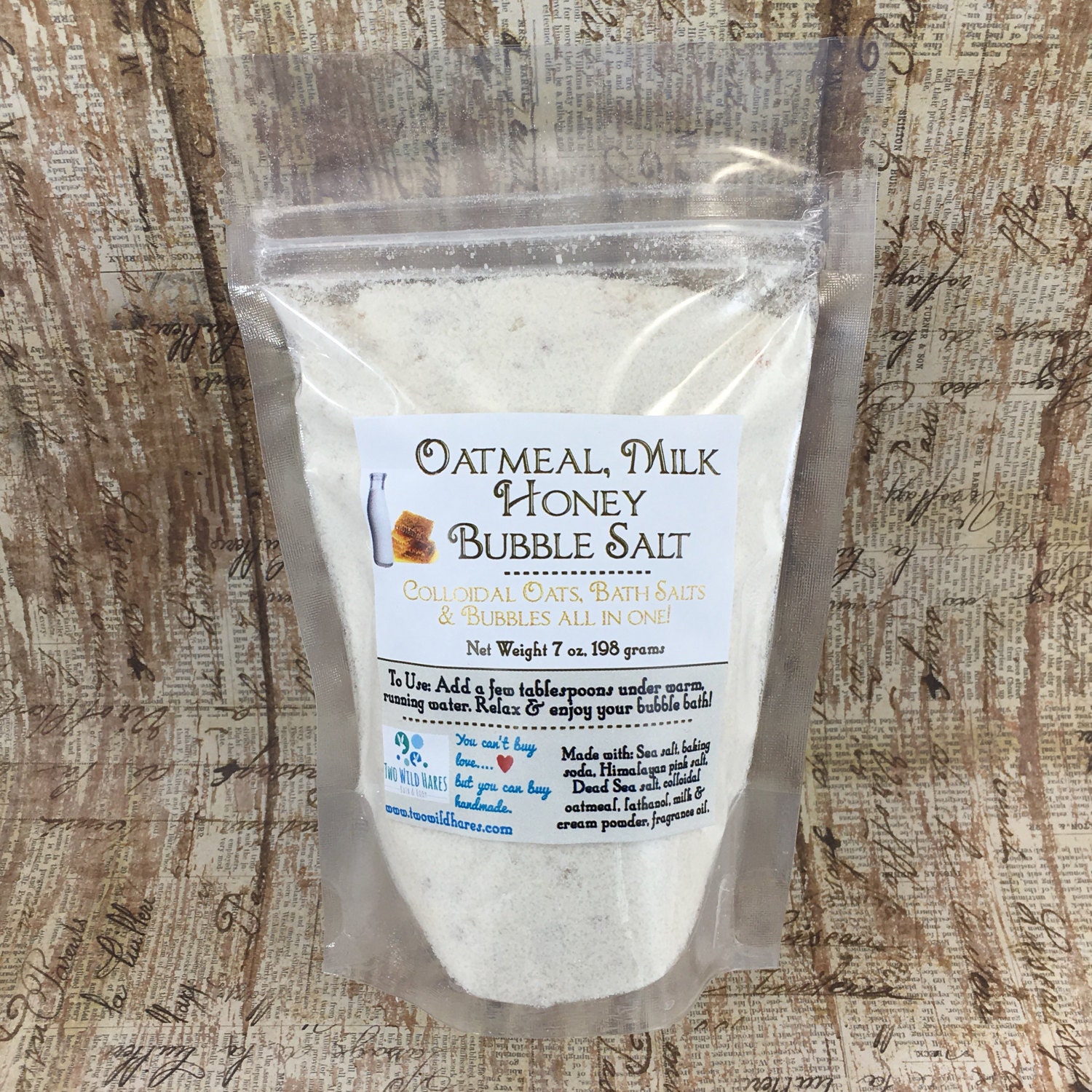 OATMEAL, MILK & HONEY BuBBle Salt, Colloidal Oats, Milk Bath, Mineral