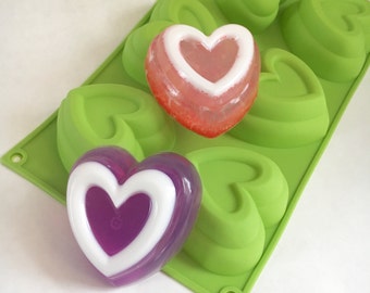 FRAMED HEART Soap Mold, Heat Safe Silicone, 6-4oz Cavities, DIY Soap, Free Usa Ship, Two Wild Hares