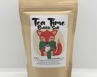 TEA TIME Bubble Salt, Lemon, Tea, Warm Spice, Jasmine  Bubble Bath & Bath Salt in One, Handmade, Two Wild Hares, 7 oz