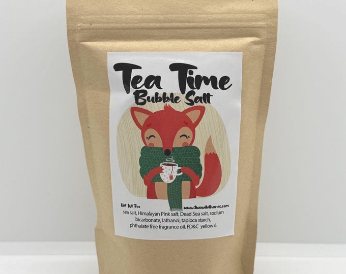 TEA TIME Bubble Salt, Lemon, Tea, Warm Spice, Jasmine  Bubble Bath & Bath Salt in One, Handmade, Two Wild Hares, 7 oz