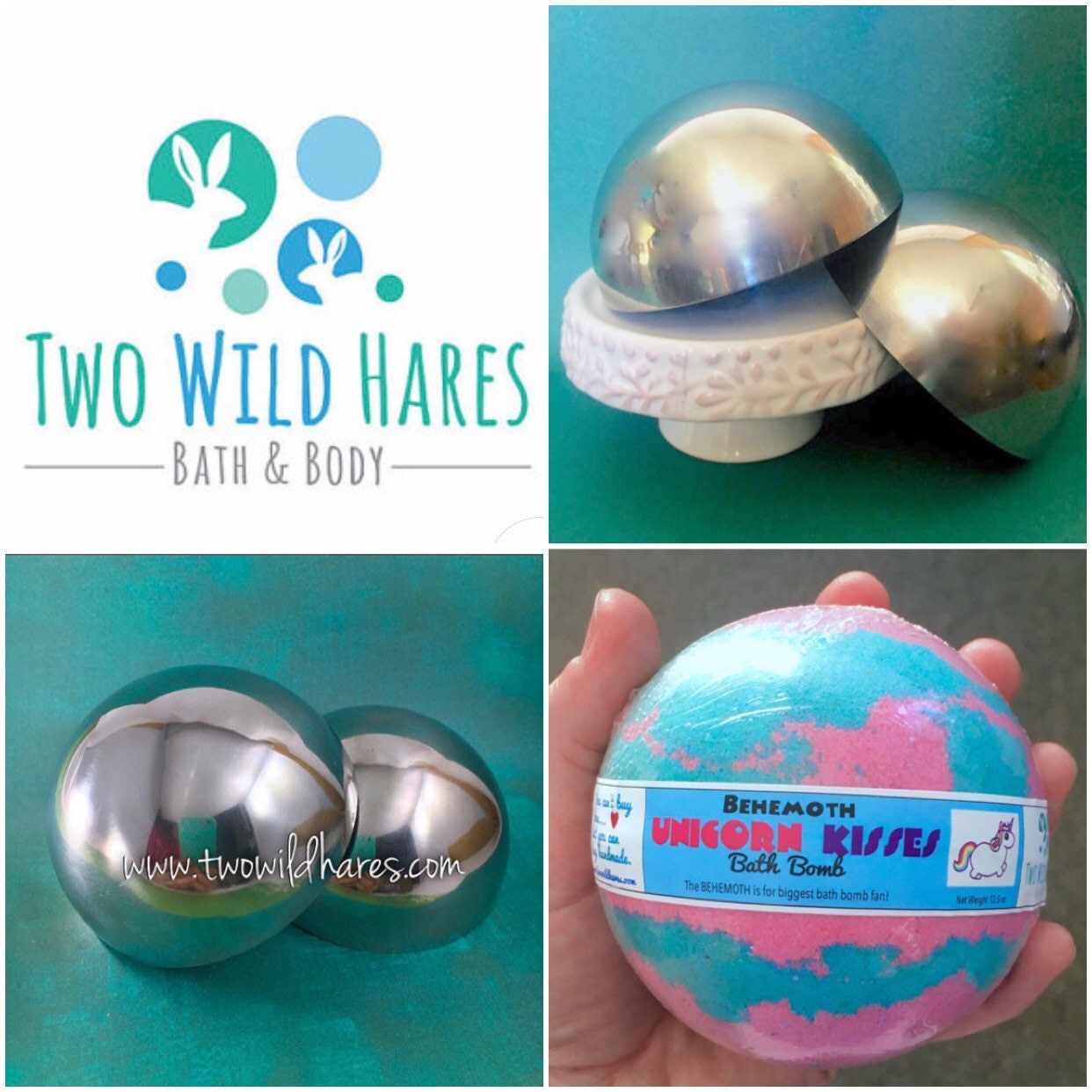 3.15 RAINBOW HOLOGRAPHIC Bath Bomb Molds, 80mm, Heavy Duty Stainless Steel,  DIY, Two Wild Hares