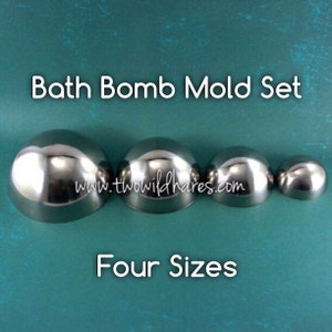 4サイズ バスボム型セット、送料無料（米国発送）、ステンレス製、高耐久、（3インチ、2.5インチ、2インチ、1.5インチ）、DIY、2匹の野ウサギ