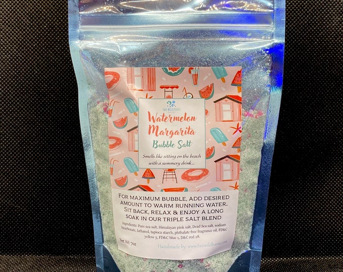 WATERMELON MARGARITA Bubble Salt, Bubble Bath & Bath Salt in One, Handmade, Two Wild Hares, 7 oz