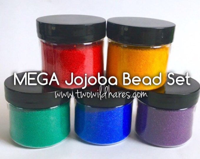 MEGA RAINBOW Jojoba Bead Set, 5 Colors, Bulk 4oz size for each color (20 oz) Free Usa Ship, Diy, Two Wild Hares