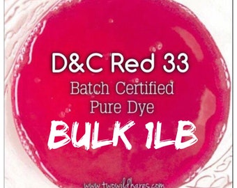 1lb Bulk FUCHSIA Bath Bomb DYE, Batch Certified D&C Red 33, 89-91% Water Soluble Cosmetic Colorant, Container Packaging, Two Wild Hares