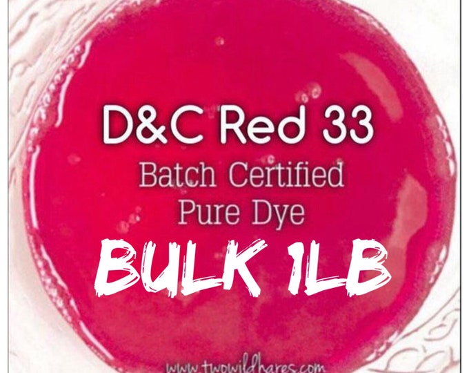 1lb Bulk FUCHSIA Bath Bomb DYE, Batch Certified D&C Red 33, 89-91% Water Soluble Cosmetic Colorant, Container Packaging, Two Wild Hares