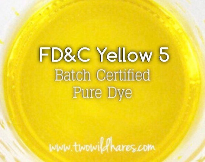 1oz. LEMON Bath Bomb DYE, Batch Certified, FD&C Yellow 5, Cosmetic Powdered Water Soluble Colorant, Container Packaging, Two Wild Hares