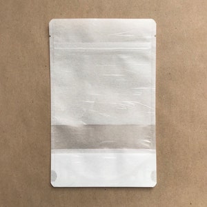 Bolsas ecológicas de papel de arroz branco de 25-5x8 ", entalhe de rasgo, vedação com zíper, selável por impulso, embalagem, duas lebres selvagens